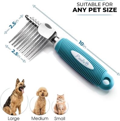 Show full view: POODLIE Poodle Dematting Fur Rake Dog & Cat Comb Brush, Blue slide 2 of 7