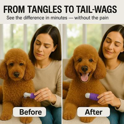 Show full view: POODLIE Poodle Dematting Fur Rake Dog & Cat Comb Brush, Purple slide 6 of 9