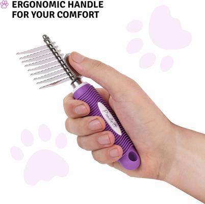 Show full view: POODLIE Poodle Dematting Fur Rake Dog & Cat Comb Brush, Purple slide 8 of 9