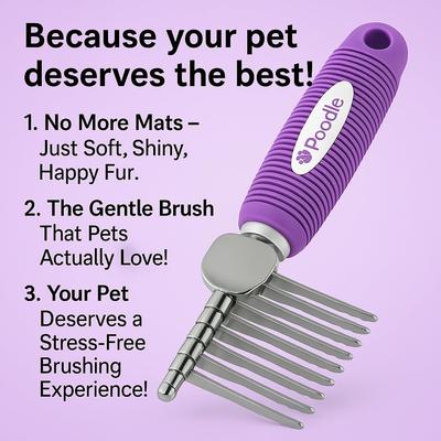 Show full view: POODLIE Poodle Dematting Fur Rake Dog & Cat Comb Brush, Purple slide 2 of 9