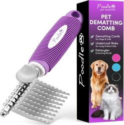 POODLIE Poodle Dematting Fur Rake Dog & Cat Comb Brush, Purple