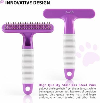 Show full view: POODLIE Poodle Pet Dog Grooming Rake, Purple slide 7 of 9