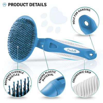 Show full view: POODLIE Round Bristle Brush for Dogs & Cats, Blue slide 3 of 10