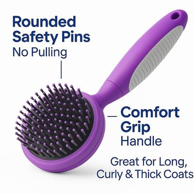 Show full view: POODLIE Round Bristle Brush for Dogs & Cats, Purple slide 3 of 10