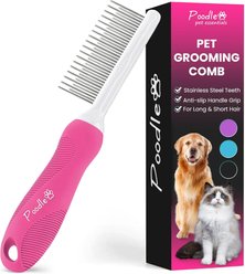 POODLIE Poodle Pet Detangling Dog & Cat Comb, Pink