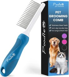 POODLIE Poodle Pet Detangling Dog & Cat Comb, Blue