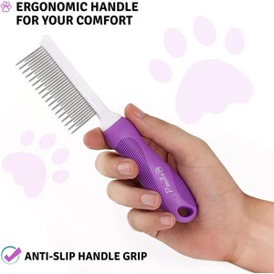 POODLIE Poodle Pet Detangling Dog & Cat Comb, Purple