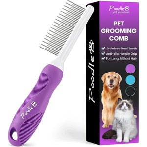 POODLIE Poodle Pet Detangling Dog & Cat Comb, Purple