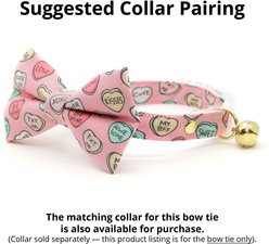 Made By Cleo Conversation Hearts Cat Bow Tie, Pink slide 2 of 4
