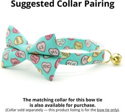 Made By Cleo Conversation Hearts Cat Bow Tie, Mint slide 2 of 5