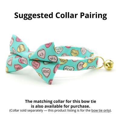 Show full view: Made By Cleo Conversation Hearts Cat Bow Tie, Mint slide 3 of 5