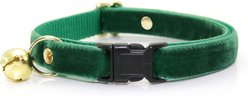 Made By Cleo Velvet Cat Collar, Hunter Green, 8 to 13-in neck, 1/2-in wide