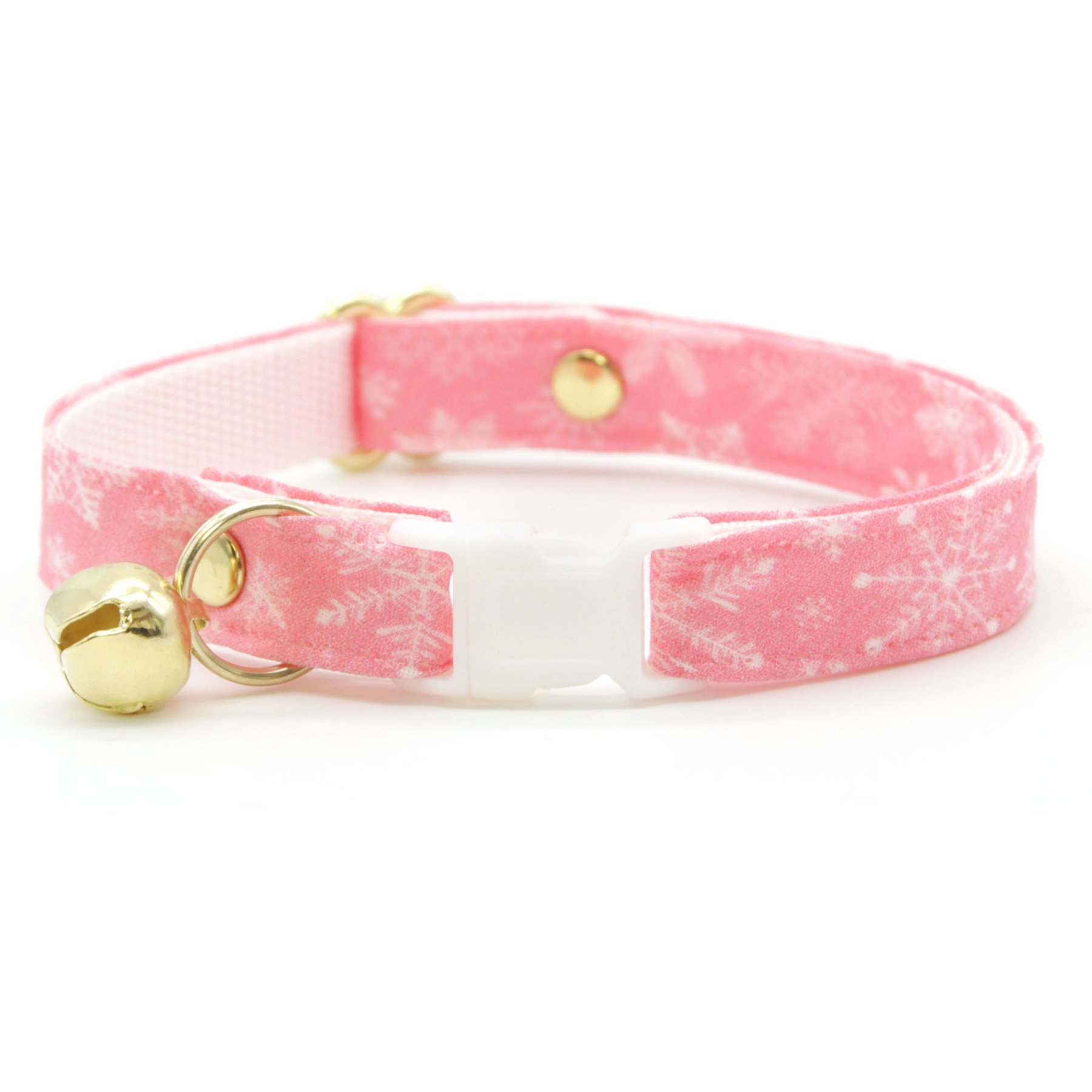 Made By Cleo Snowflakes Cat Collar, Sugar Pink, 8 to 13-in neck, 1/2-in wide