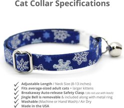 Made By Cleo Shimmering Snowflakes Cat Collar, 8 to 13-in neck, 1/2-in wide slide 2 of 3