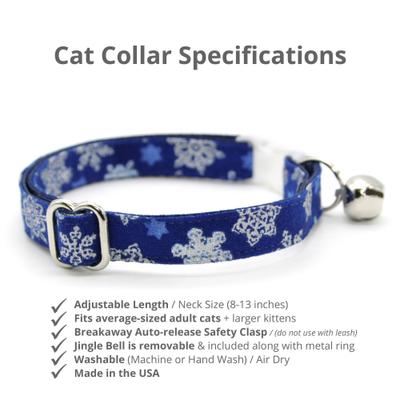 Show full view: Made By Cleo Shimmering Snowflakes Cat Collar, 8 to 13-in neck, 1/2-in wide slide 2 of 3