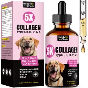 BuddyCheer Premium Collagen Bacon Flavored Liquid Allergy Supplement for Dogs & Cats, 4-fl oz bottle