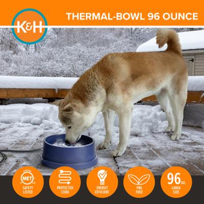 Show full view: K&H Pet Products Thermal-Bowl Outdoor Heated Cat & Dog Water Bowl, Blue, 96-oz slide 5 of 15