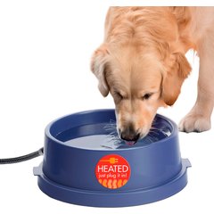 K&H Pet Products Thermal-Bowl Outdoor Heated Cat & Dog Water Bowl, Blue, 96-oz