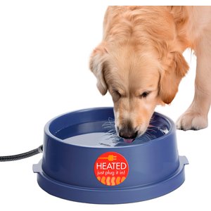 K&H Pet Products Thermal-Bowl Outdoor Heated Cat & Dog Water Bowl, Blue, 96-oz