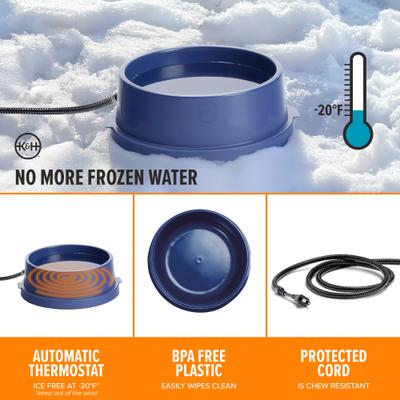 Show full view: K&H Pet Products Thermal-Bowl Outdoor Heated Cat & Dog Water Bowl, Blue, 96-oz slide 4 of 15