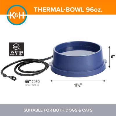 Show full view: K&H Pet Products Thermal-Bowl Outdoor Heated Cat & Dog Water Bowl, Blue, 96-oz slide 3 of 15