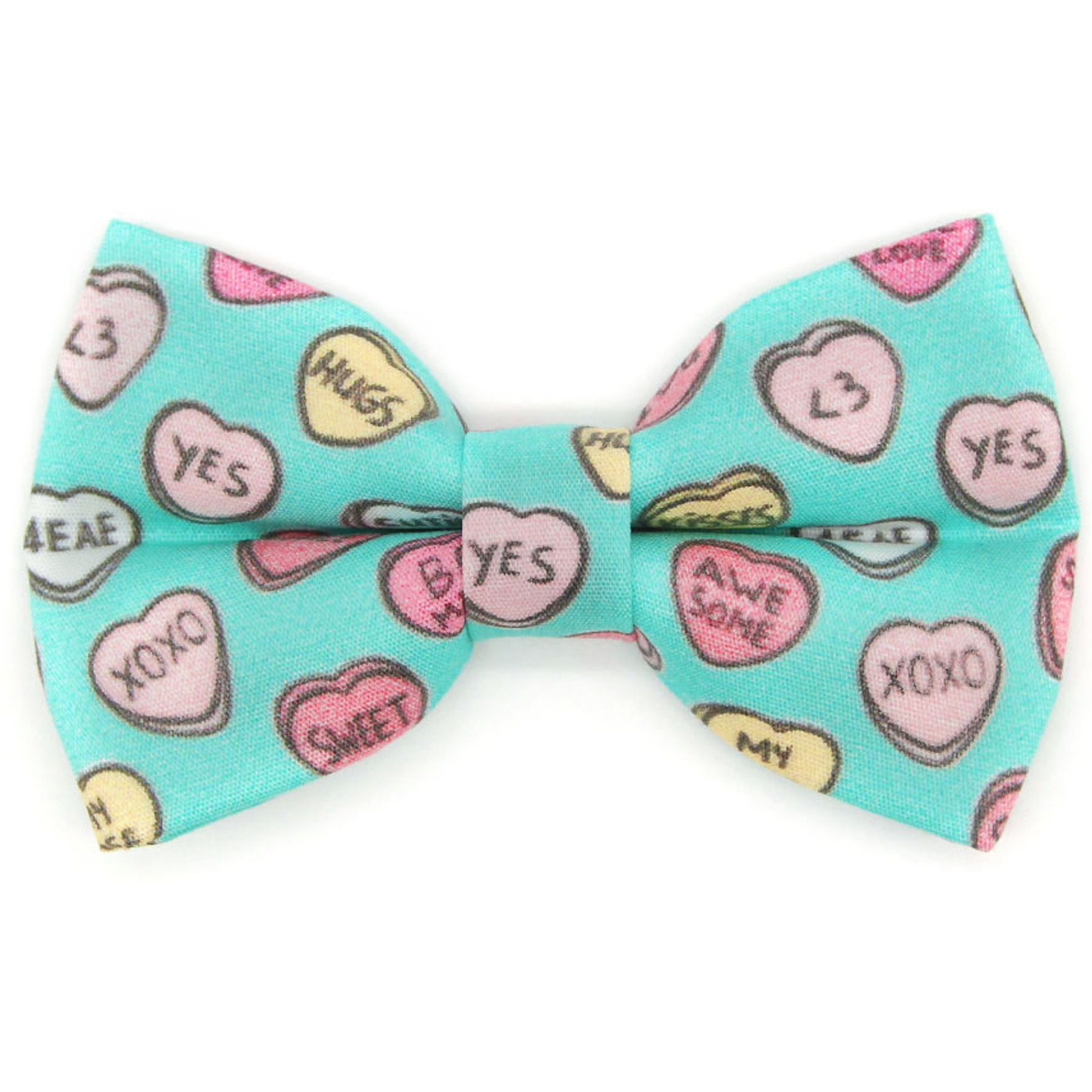 Made By Cleo Conversation Hearts Cat Bow Tie, Mint