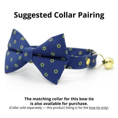 Show full view: Made By Cleo Star of David Cat Bow Tie, Gold & Blue slide 2 of 2