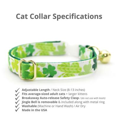Show full view: Made By Cleo Shamrock Spirit Cat Collar, 8 to 13-in neck, 1/2-in wide slide 3 of 7