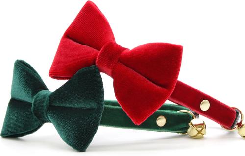 Show full view: Made By Cleo Velvet Cat Collar, Hunter Green, 8 to 13-in neck, 1/2-in wide slide 3 of 5