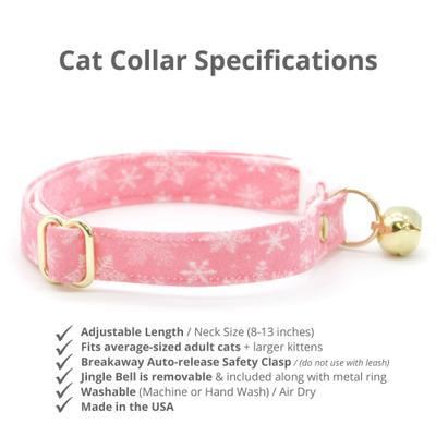 Show full view: Made By Cleo Snowflakes Cat Collar, Sugar Pink, 8 to 13-in neck, 1/2-in wide slide 2 of 4