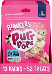 Bonkers Purr Pops Lip Smackin' Salmon Grain-Free Freeze-Dried Cat Treats, 52 count