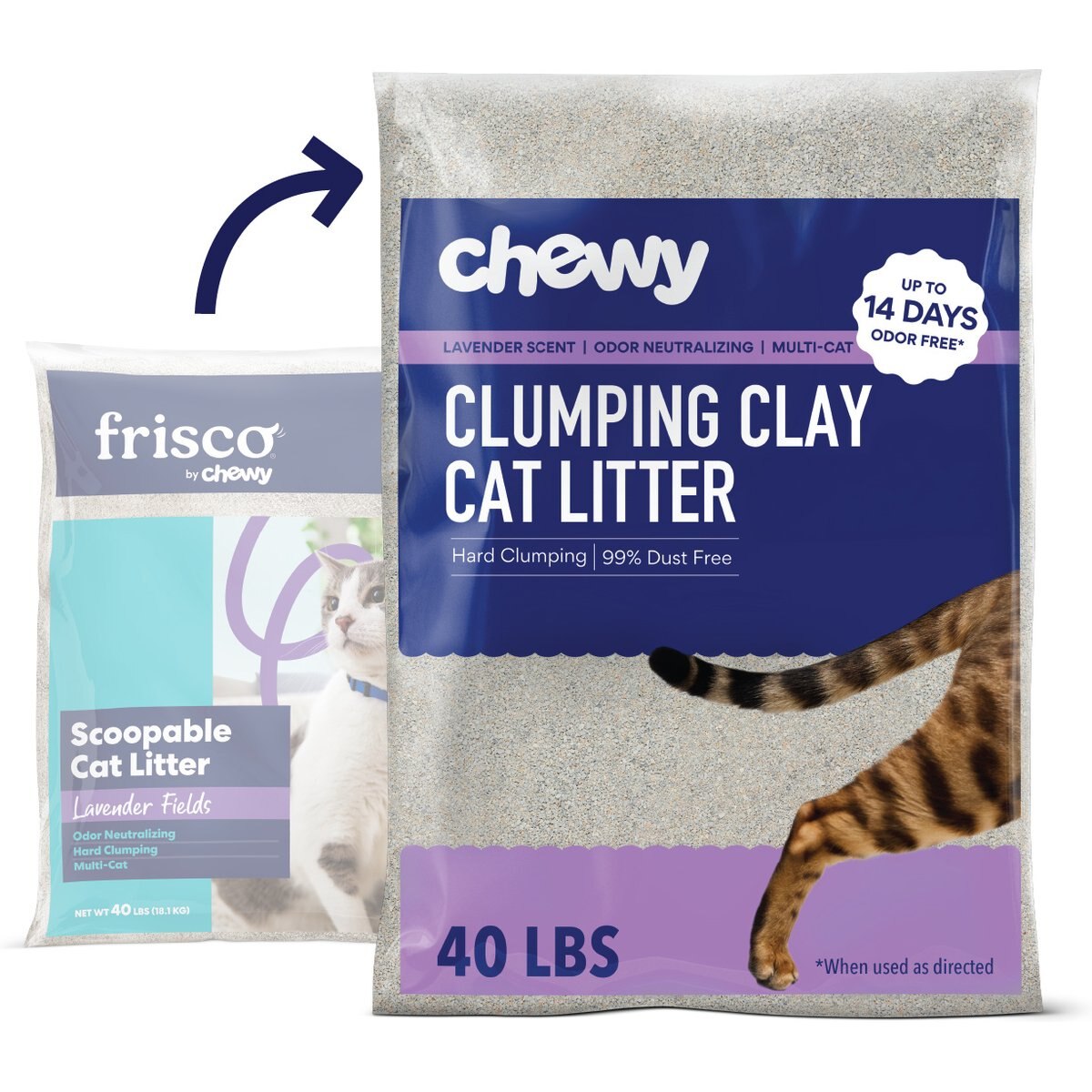 Chewy Made Multi-Cat Lavender Scented Clumping Clay Cat Litter (FORMERLY FRISCO), 40-lb bag
