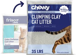 Chewy Made Odor Defense Unscented Clumping Clay Cat Litter (FORMERLY FRISCO), 35-lb bag