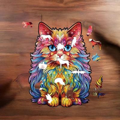 Show full view: Nestologi Cute Baby Cat Wooden Jigsaw Puzzle, 150 Pieces, 11.7 x 16.5-in slide 3 of 9