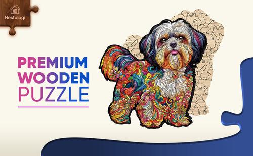 Show full view: Nestologi Shih Tzu Dog Wooden Jigsaw Puzzle, 150 Pieces, 11.7 x 16.5-in slide 4 of 9