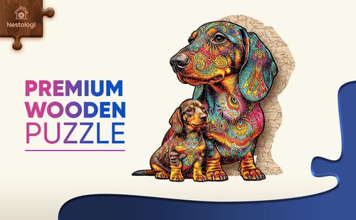 Show full view: Nestologi Dachshund Weiner Dog Wooden Jigsaw Puzzle, 150 Pieces, 11.7 x 16.5-in slide 4 of 9