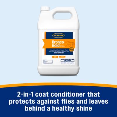 Show full view: Farnam Bronco Gold 2-in-1 Fly Horse Spray & Coat Conditioner, 1-gal bottle slide 3 of 11