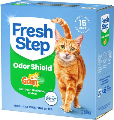 Show full view: Fresh Step Febreze Freshness Gain Scented Clumping Clay Cat Litter, 22-lb box slide 9 of 13