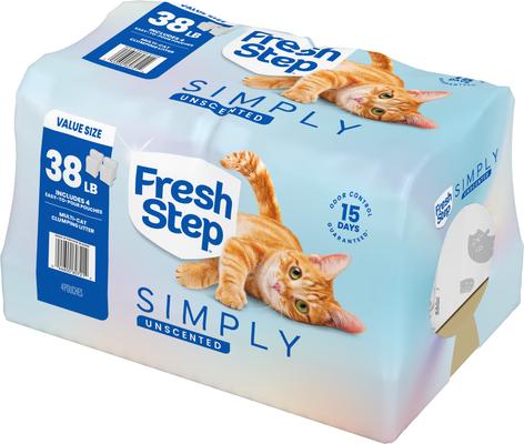 Show full view: Fresh Step Simply Unscented Clumping Clay Cat Litter, 38-lb bag slide 9 of 13