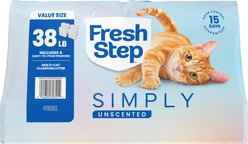 Fresh Step Simply Unscented Clumping Clay Cat Litter, 38-lb bag