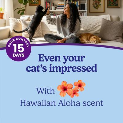 Show full view: Fresh Step Odor Shield Extreme Hawaiian Aloha Febreze Scented Multi-Cat Clumping Clay Cat Litter, 22-lb box slide 8 of 10