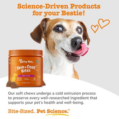 Show full view: Zesty Paws Skin & Coat Bites Bacon Flavored Soft Chews Omega 3 Fish Oil Supplement for Dogs, 180 count slide 6 of 12