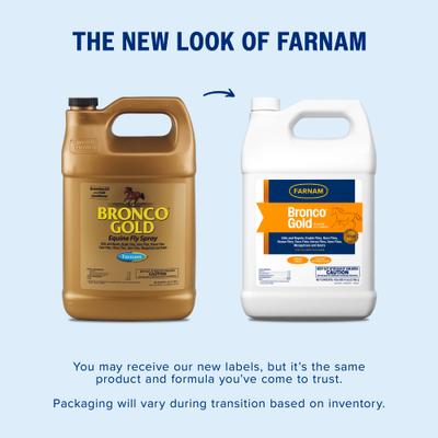 Show full view: Farnam Bronco Gold 2-in-1 Fly Horse Spray & Coat Conditioner, 1-gal bottle slide 2 of 11