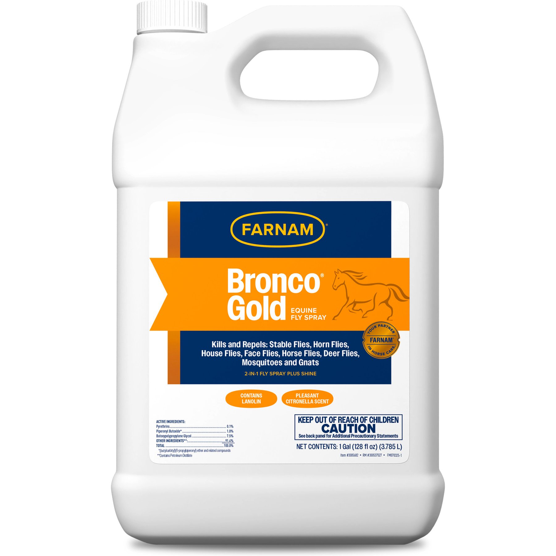 Farnam Bronco Gold 2-in-1 Fly Horse Spray & Coat Conditioner, 1-gal bottle