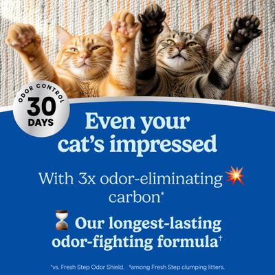 Show full view: Fresh Step Heavy Duty 30 Day Odor Control with Febreze Freshness Clumping Cat Litter, 22-lb box slide 4 of 13
