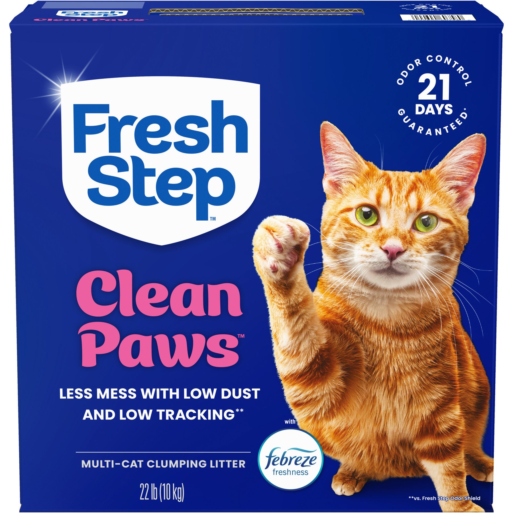 Fresh Step Clean Paws Multi-Cat Scented Clumping Cat Litter, 22-lb box