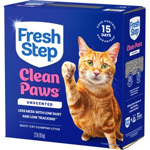 Fresh Step Clean Paws Unscented Clumping Clay Cat Litter, 22-lb box