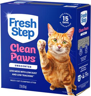 Show full view: Fresh Step Clean Paws Unscented Clumping Clay Cat Litter, 22-lb box slide 9 of 12