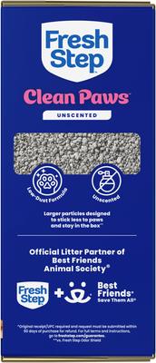 Show full view: Fresh Step Clean Paws Unscented Clumping Clay Cat Litter, 22-lb box slide 10 of 12