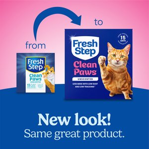 Fresh Step Clean Paws Unscented Clumping Clay Cat Litter, 22-lb box